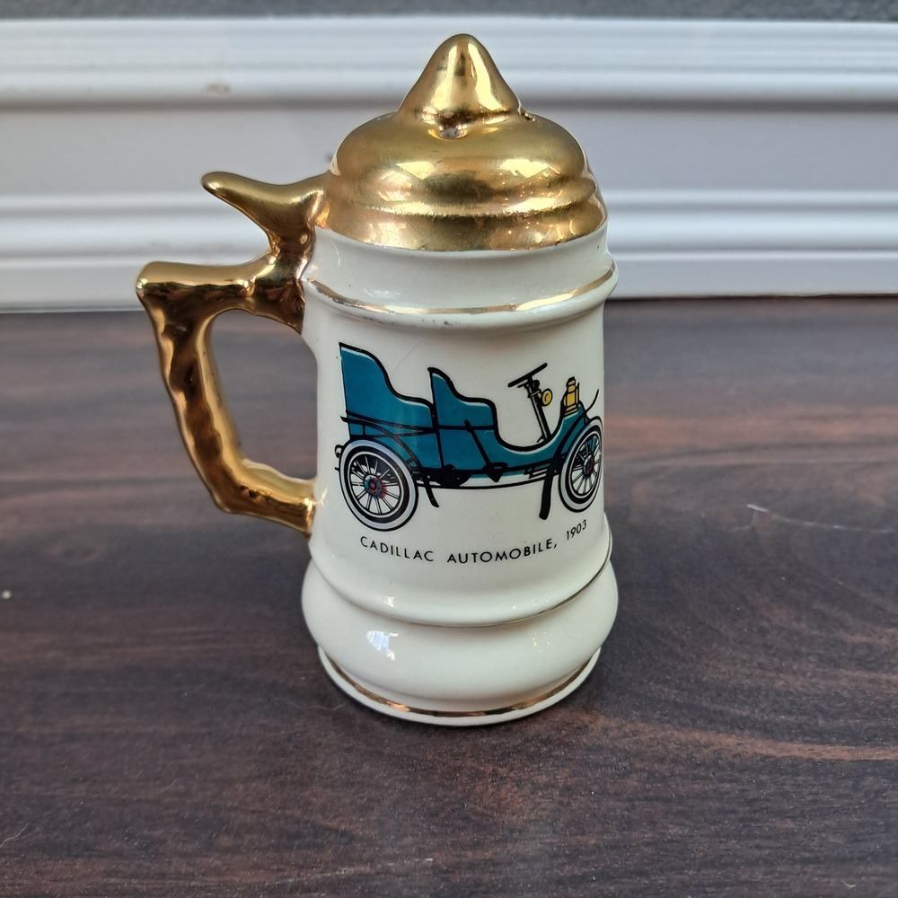 Henry Ford Museum Cadillac Automobile 1903 Souvenir Beer Stein Gold